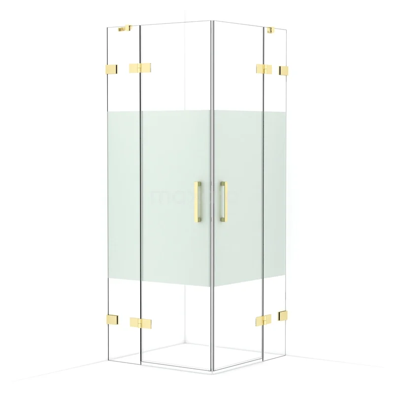 Diamond Shower enclosure | 80x80 cm Light gold Clear with matt strip Pivot door Square CDD3535423LG