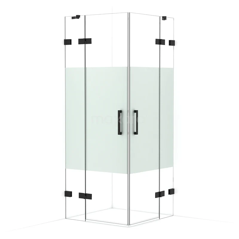 Diamond Shower enclosure | 80x80 cm Matte black Clear with matt strip Pivot door Square CDD3535423MB