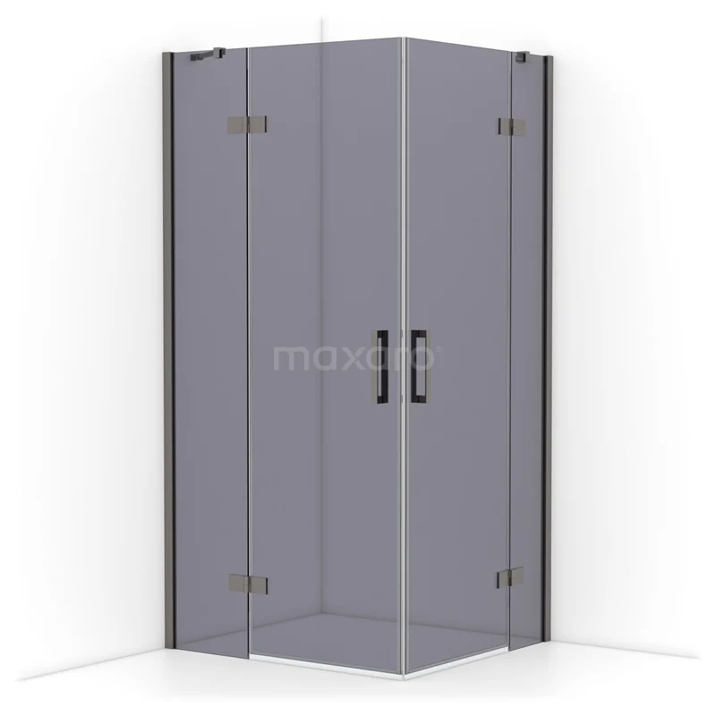 Diamond Shower enclosure | 100x90 cm Black metal Smoke glass Pivot door Rectangle CDD4636411ZMN