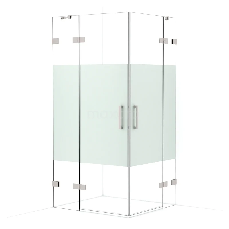 Diamond Shower enclosure | 100x90 cm Stainless steel Clear with matt strip Pivot door Rectangle CDD4636423BR