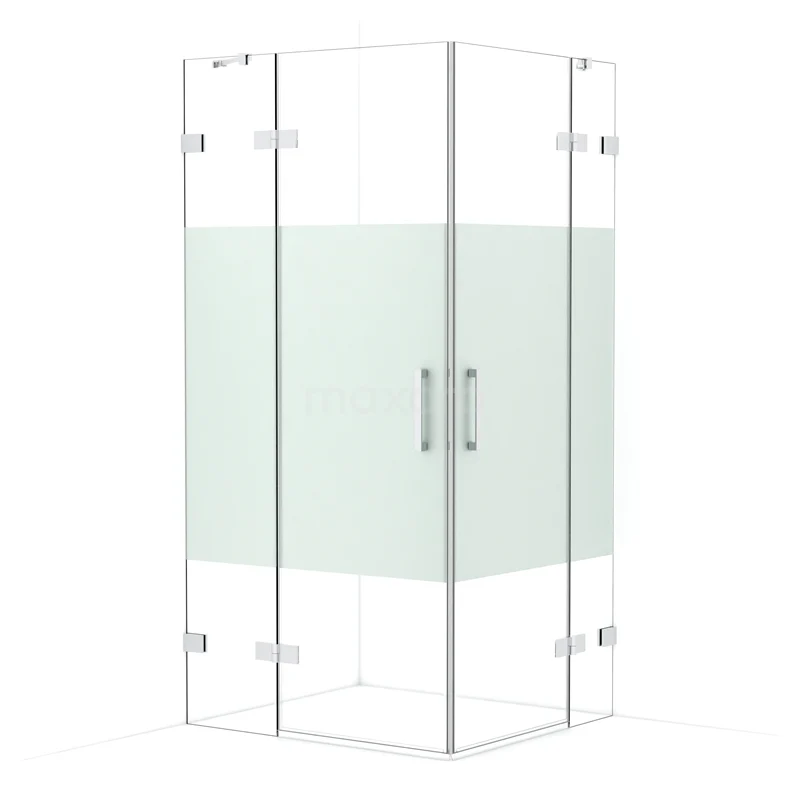 Diamond Shower enclosure | 100x90 cm Chrome Clear with matt strip Pivot door Rectangle CDD4636423C