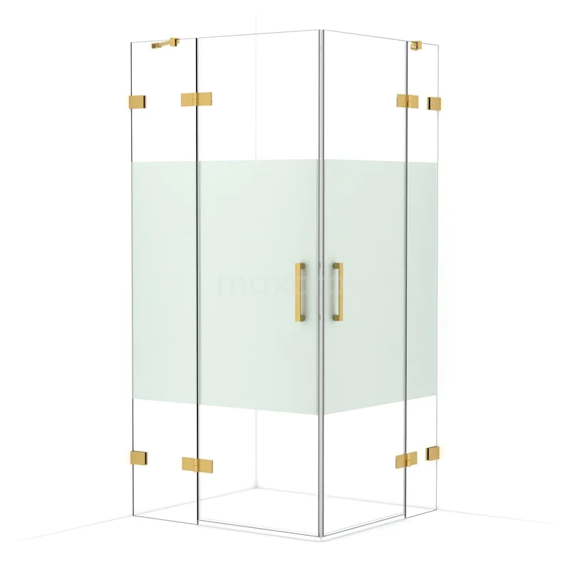 Diamond Shower enclosure | 100x90 cm Gold Clear with matt strip Pivot door Rectangle CDD4636423GG