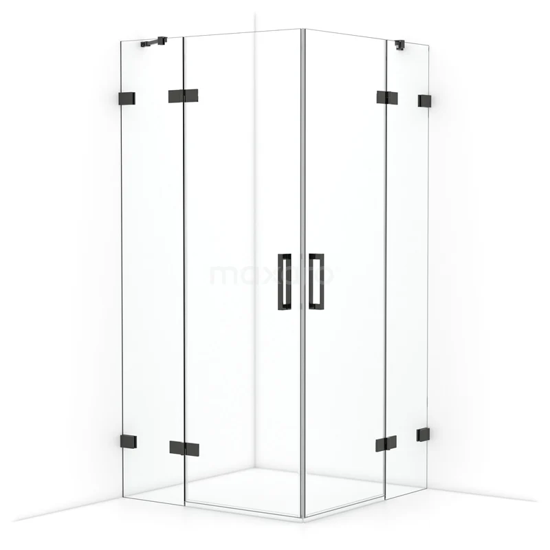 Diamond Shower enclosure | 100x100 cm Black chrome Clear glass Pivot door Square CDD4646420BC