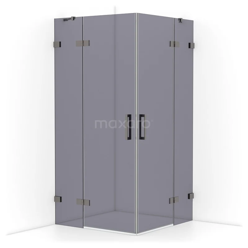 Diamond Shower enclosure | 100x100 cm Black metal Smoke glass Pivot door Square CDD4646421ZM