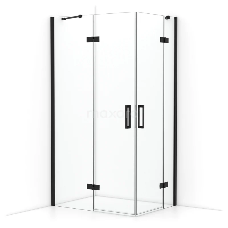 Diamond Shower enclosure | 110x80 cm Matte black Clear glass Pivot door Rectangle CDD6535410MB