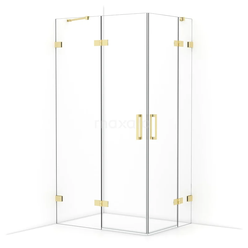 Diamond Shower enclosure | 110x80 cm Light gold Clear glass Pivot door Rectangle CDD6535420LG