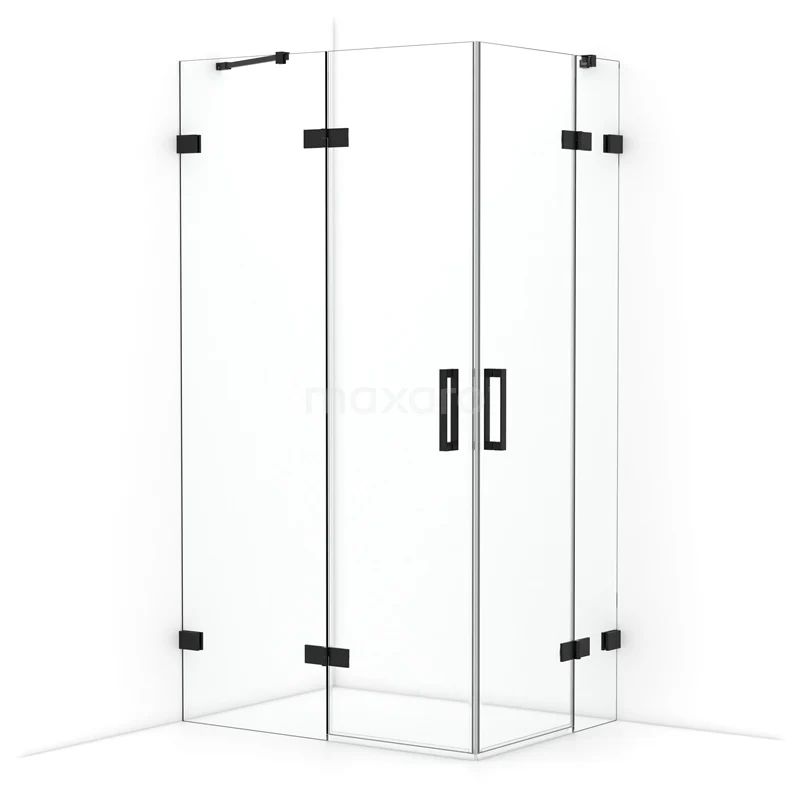 Diamond Shower enclosure | 110x80 cm Matte black Clear glass Pivot door Rectangle CDD6535420MB