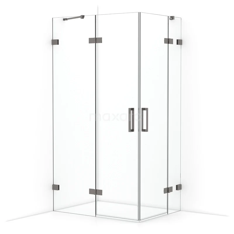 Diamond Shower enclosure | 110x80 cm Black metal Clear glass Pivot door Rectangle CDD6535420ZM