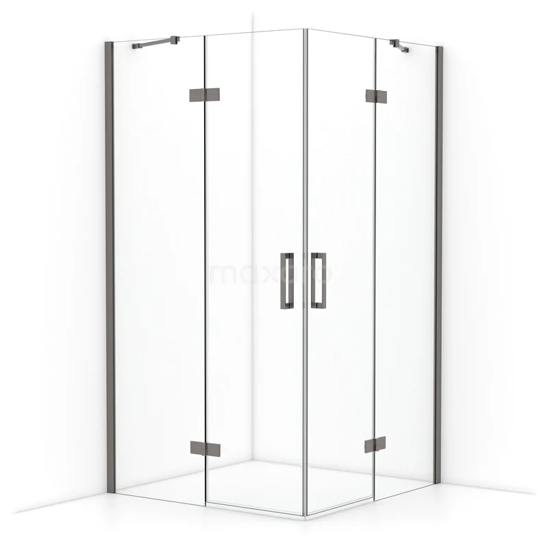 Diamond Shower enclosure | 110x110 cm Black metal Clear glass Pivot door Square CDD6565410ZMN