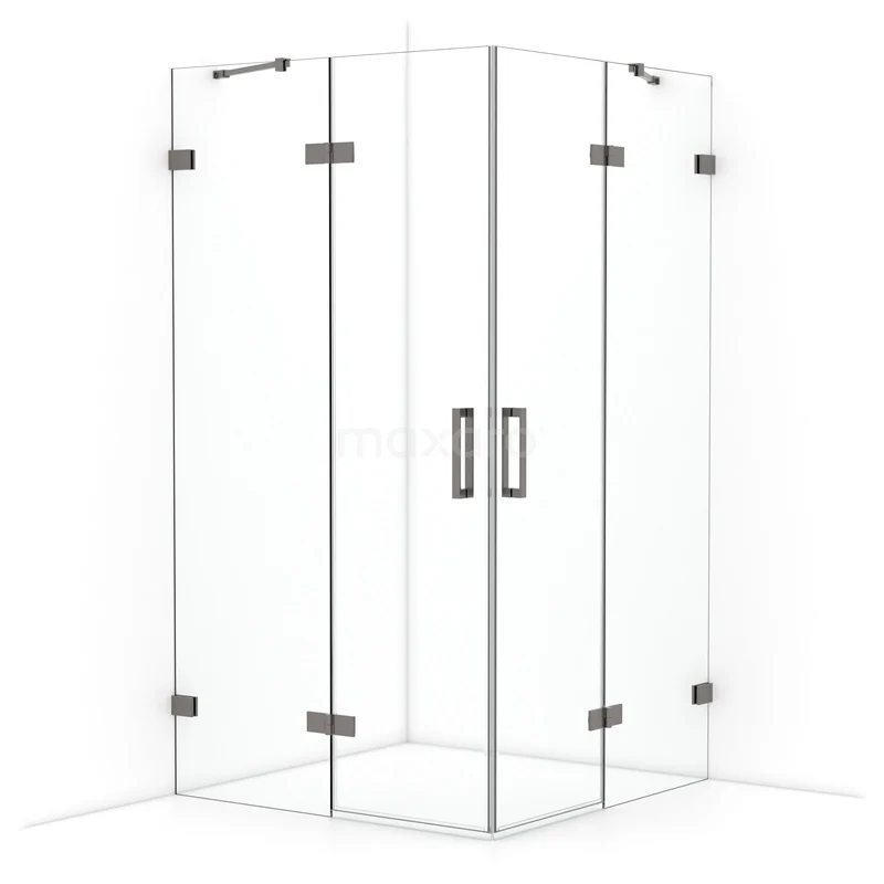 Diamond Shower enclosure | 110x110 cm Black metal Clear glass Pivot door Square CDD6565420ZM