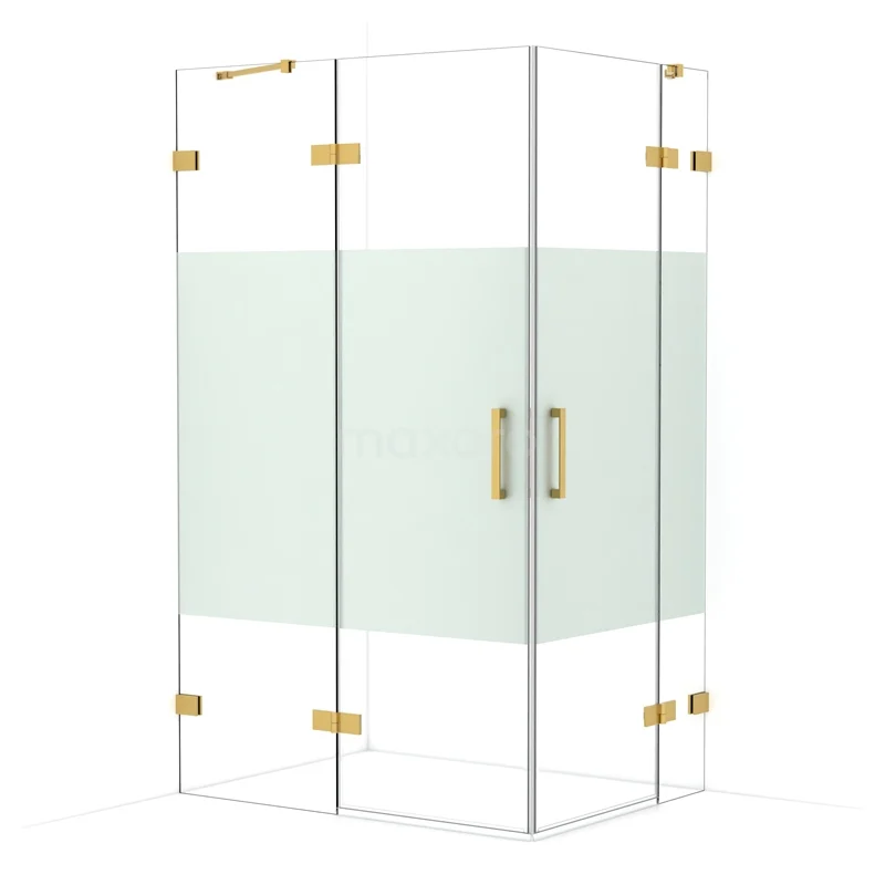 Diamond Shower enclosure | 120x90 cm Gold Clear with matt strip Pivot door Rectangle CDD6636423GG