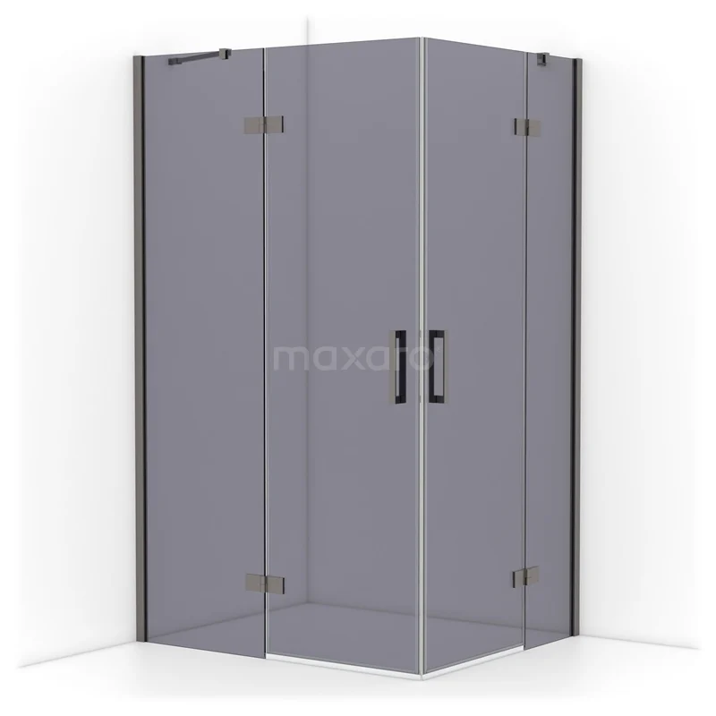 Diamond Shower enclosure | 120x100 cm Black metal Smoke glass Pivot door Rectangle CDD6646411ZMN