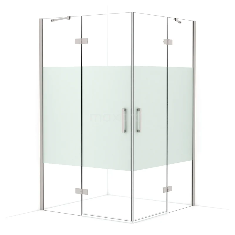 Diamond Shower enclosure | 120x120 cm Stainless steel Clear with matt strip Pivot door Square CDD6666413BR