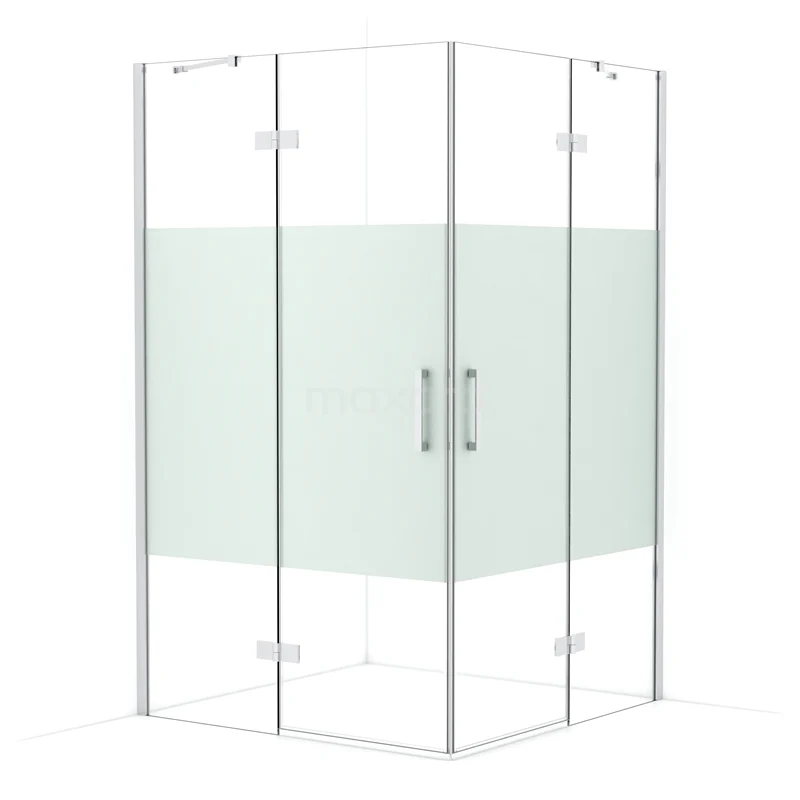 Diamond Shower enclosure | 120x120 cm Chrome Clear with matt strip Pivot door Square CDD6666413C