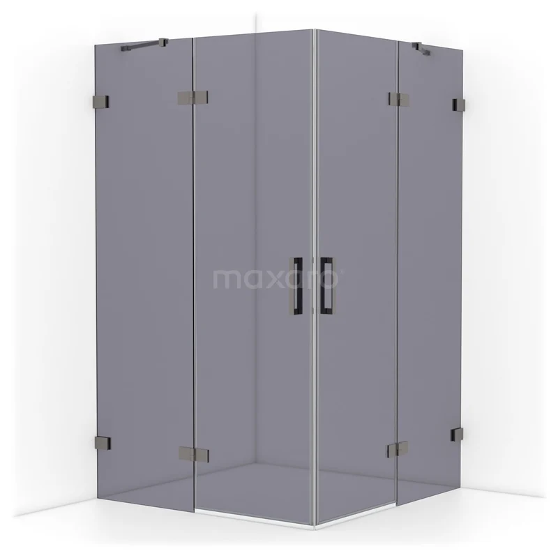 Diamond Shower enclosure | 120x120 cm Black metal Smoke glass Pivot door Square CDD6666421ZM