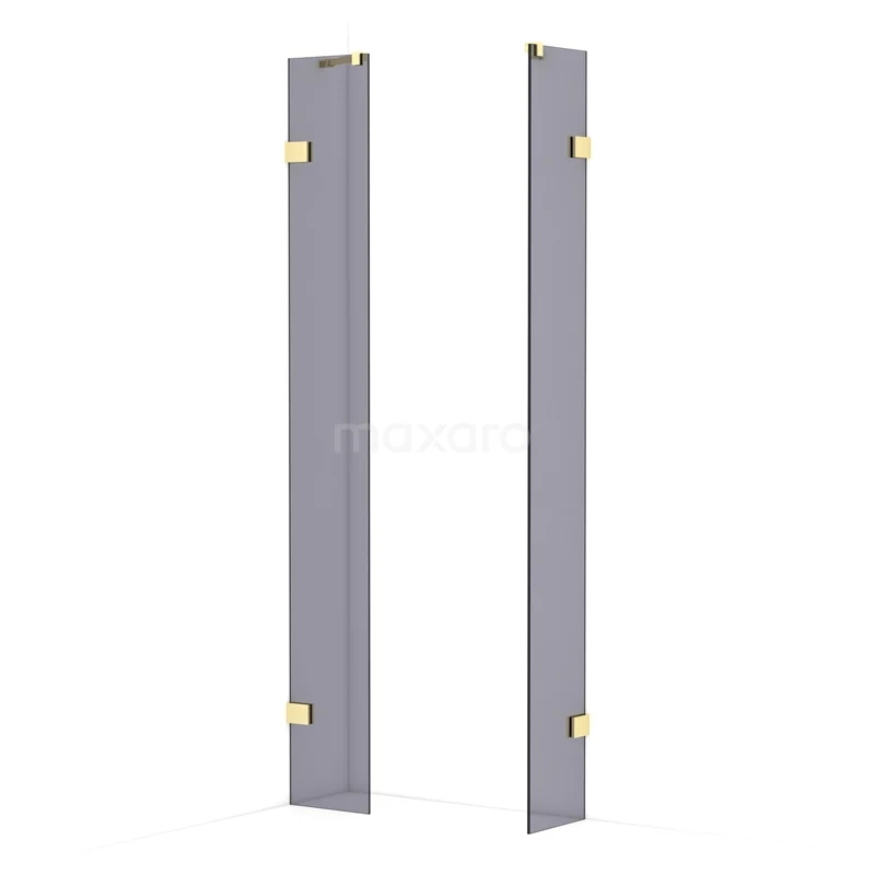 Diamond Walk-in shower | 30x30 cm Light gold Smoke glass 2 fixed walls IDB0303421LG