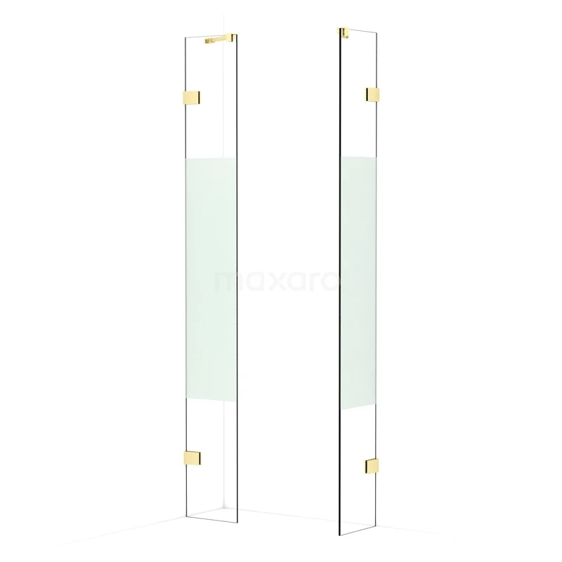 Diamond Walk-in shower | 30x30 cm Light gold Clear with matt strip 2 fixed walls IDB0303423LG