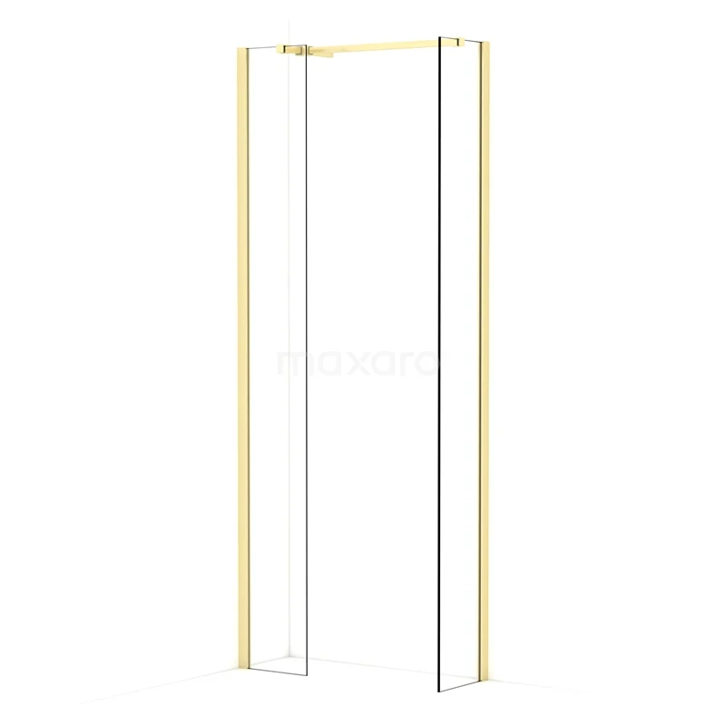 Diamond Walk-in shower | 30x30 cm Light gold Clear glass 2 fixed walls IDB0303510LG