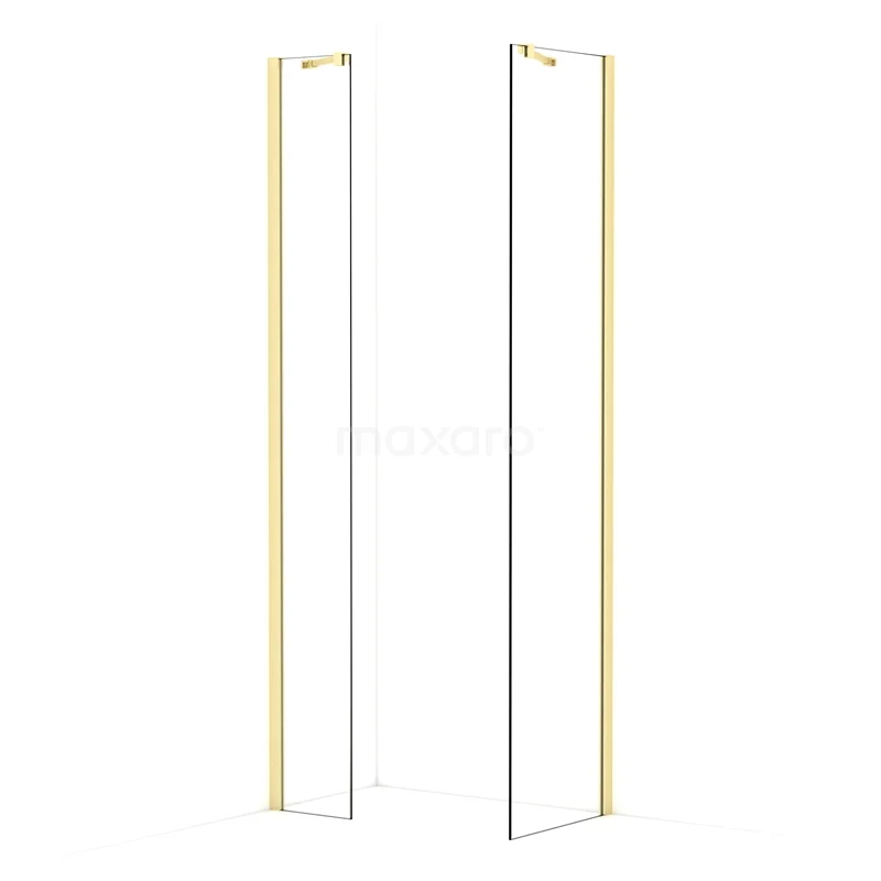Diamond Walk-in shower | 50x30 cm Light gold Clear glass 2 fixed walls IDB0305410LG
