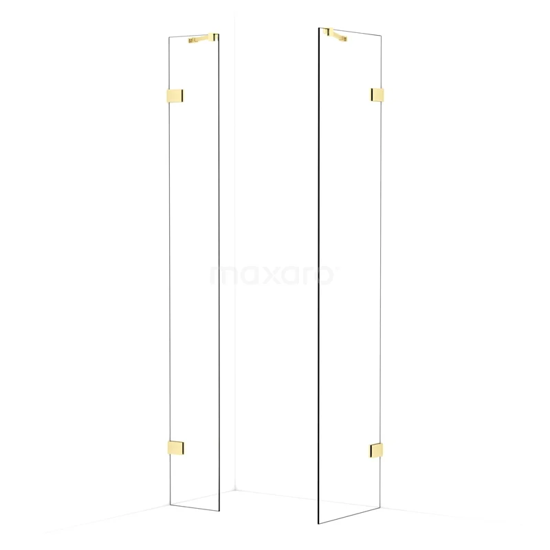 Diamond Walk-in shower | 50x30 cm Light gold Clear glass 2 fixed walls IDB0305420LG
