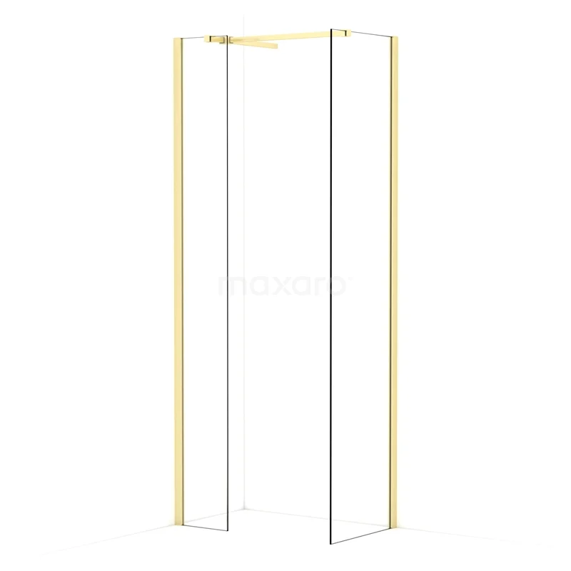 Diamond Walk-in shower | 50x30 cm Light gold Clear glass 2 fixed walls IDB0305510LG