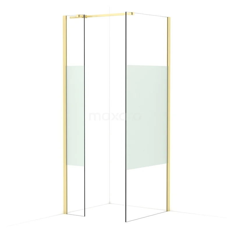 Diamond Walk-in shower | 80x30 cm Light gold Clear with matt strip 2 fixed walls IDB0308313LG