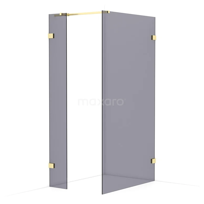 Diamond Walk-in shower | 110x30 cm Light gold Smoke glass 2 fixed walls IDB0311321LG