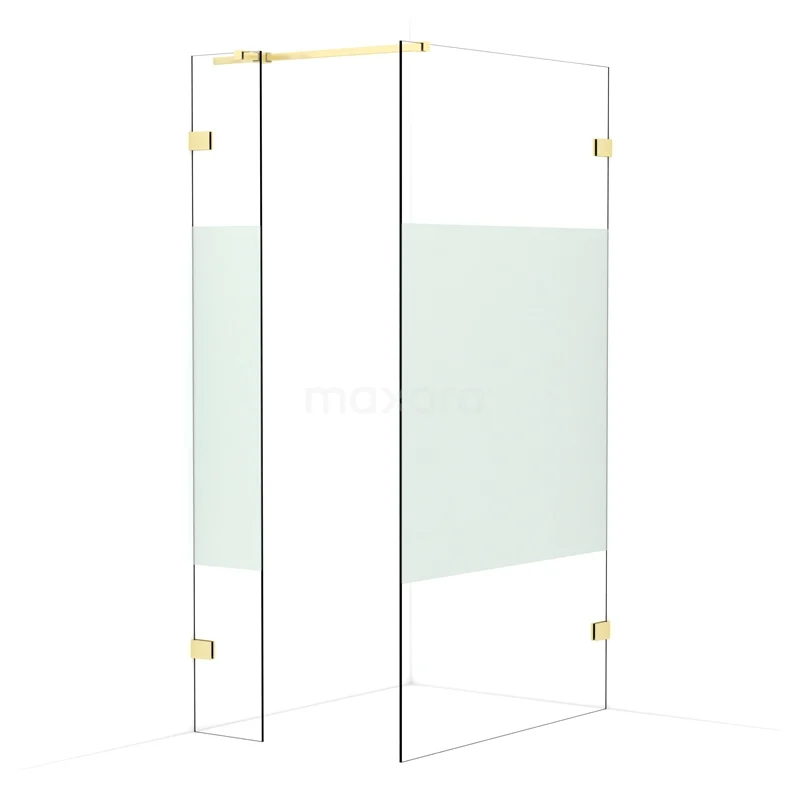 Diamond Walk-in shower | 110x30 cm Light gold Clear with matt strip 2 fixed walls IDB0311323LG