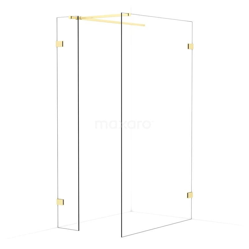 Diamond Walk-in shower | 120x30 cm Light gold Clear glass 2 fixed walls IDB0312520LG