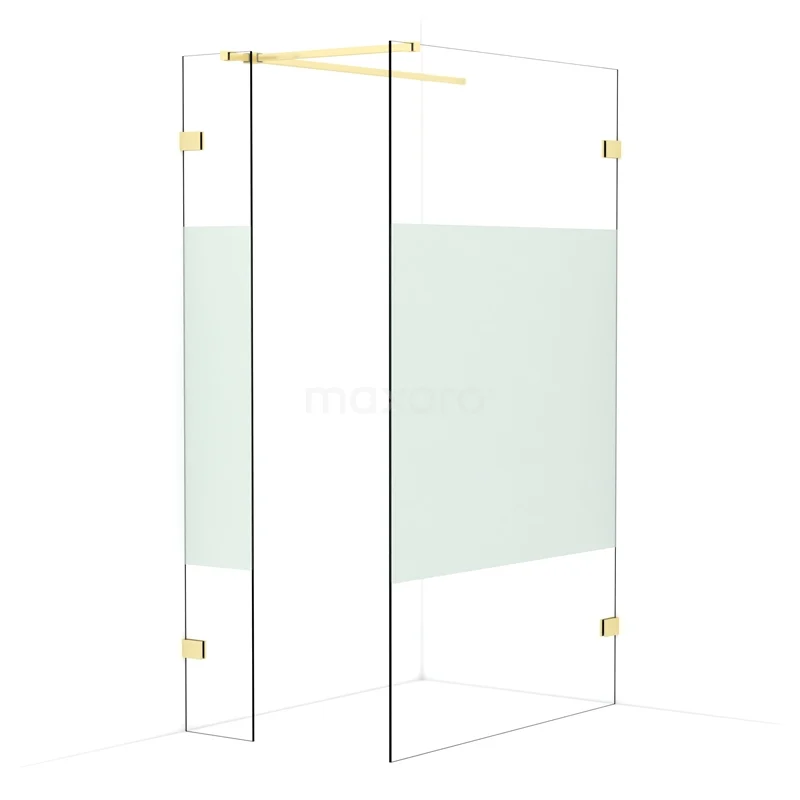 Diamond Walk-in shower | 120x30 cm Light gold Clear with matt strip 2 fixed walls IDB0312523LG