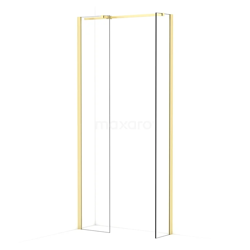Diamond Walk-in shower | 40x30 cm Light gold Clear glass 2 fixed walls IDB0403310LG