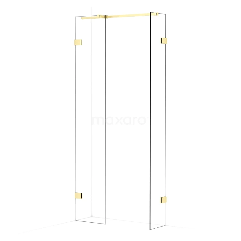 Diamond Walk-in shower | 40x30 cm Light gold Clear glass 2 fixed walls IDB0403320LG