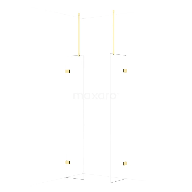 Diamond Walk-in shower | 50x40 cm Light gold Clear glass 2 fixed walls IDB0405920LG