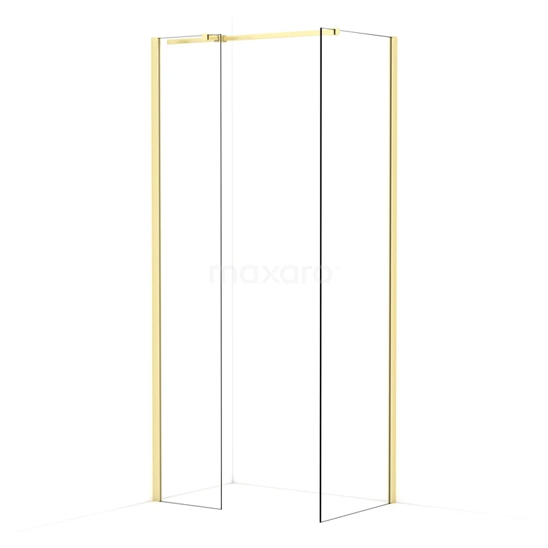 Diamond Walk-in shower | 60x40 cm Light gold Clear glass 2 fixed walls IDB0406310LG