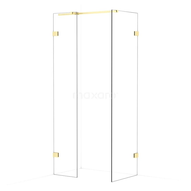 Diamond Walk-in shower | 60x40 cm Light gold Clear glass 2 fixed walls IDB0406320LG