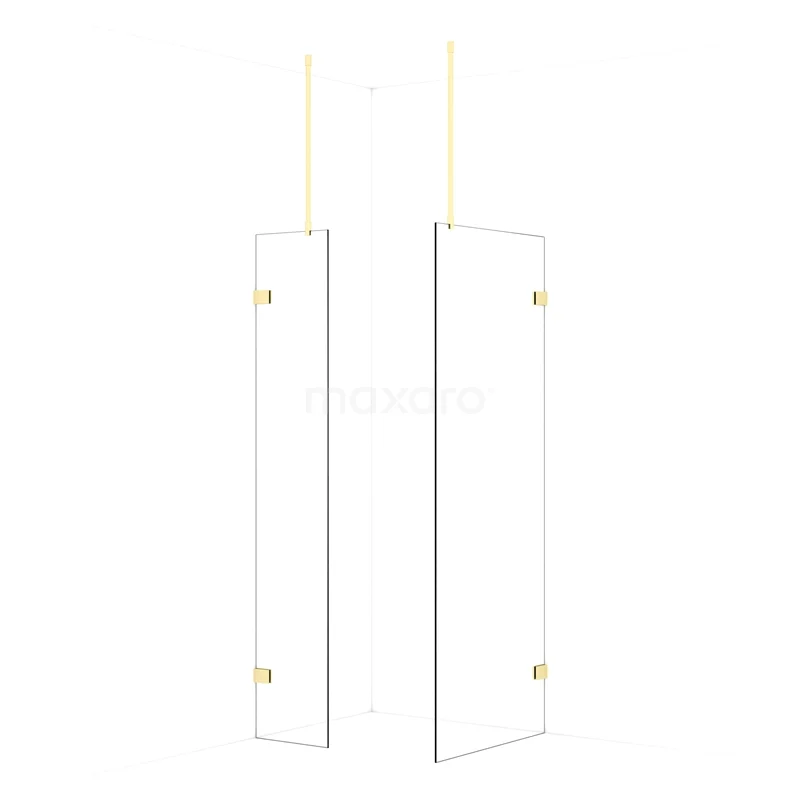 Diamond Walk-in shower | 80x40 cm Light gold Clear glass 2 fixed walls IDB0408920LG