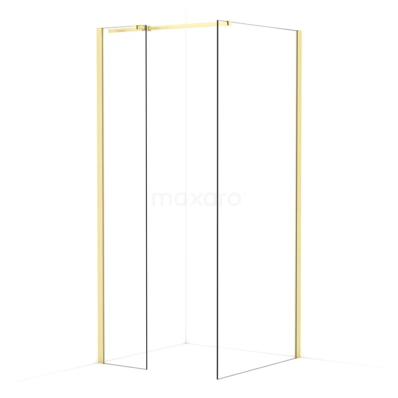 Diamond Walk-in shower | 90x40 cm Light gold Clear glass 2 fixed walls IDB0409310LG