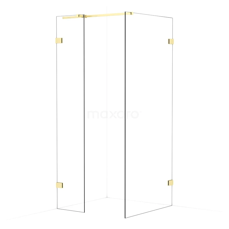 Diamond Walk-in shower | 90x40 cm Light gold Clear glass 2 fixed walls IDB0409320LG