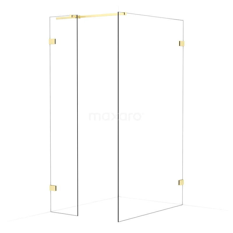 Diamond Walk-in shower | 120x40 cm Light gold Clear glass 2 fixed walls IDB0412320LG