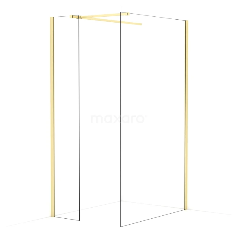 Diamond Walk-in shower | 120x40 cm Light gold Clear glass 2 fixed walls IDB0412510LG