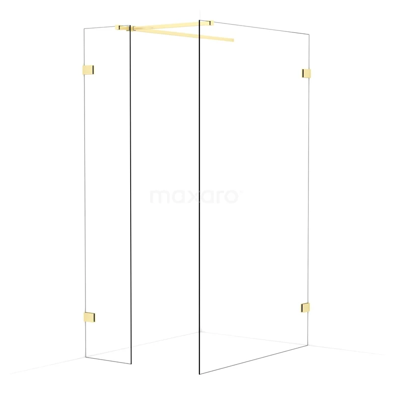 Diamond Walk-in shower | 120x40 cm Light gold Clear glass 2 fixed walls IDB0412520LG