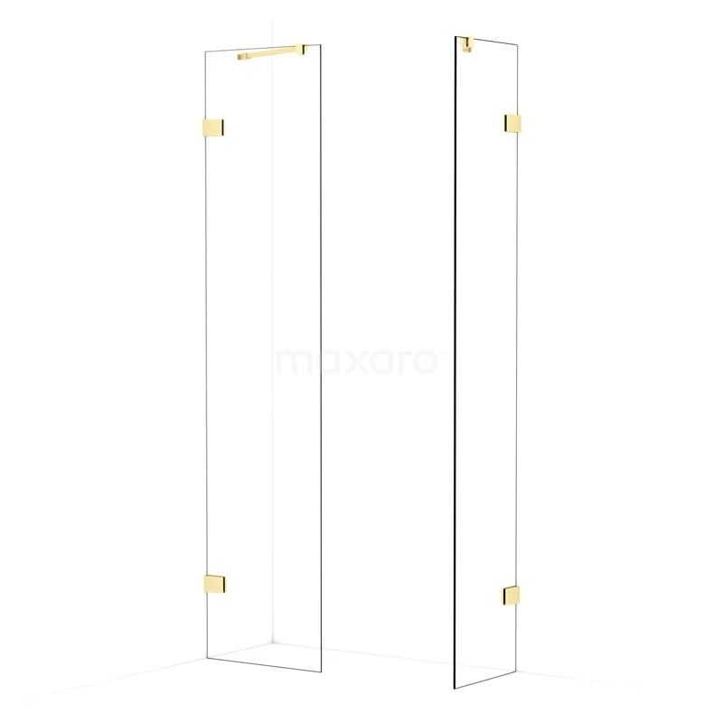 Diamond Walk-in shower | 50x40 cm Light gold Clear glass 2 fixed walls IDB0504420LG