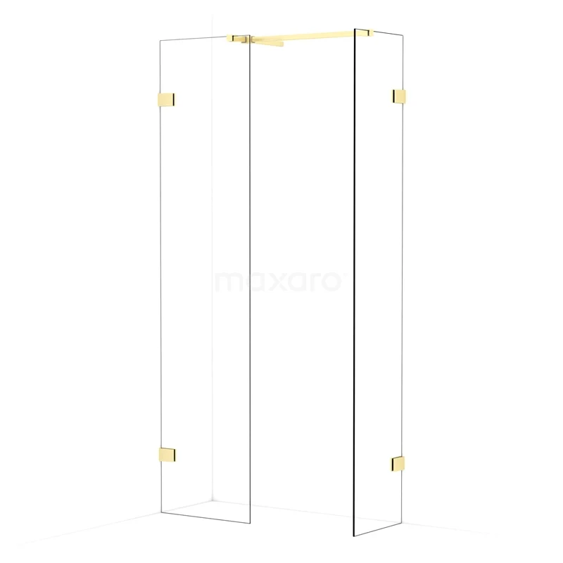 Diamond Walk-in shower | 50x40 cm Light gold Clear glass 2 fixed walls IDB0504520LG