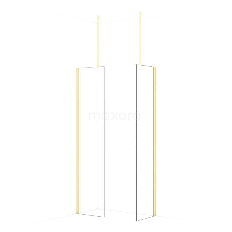 Diamond Walk-in shower | 50x50 cm Light gold Clear glass 2 fixed walls IDB0505910LG