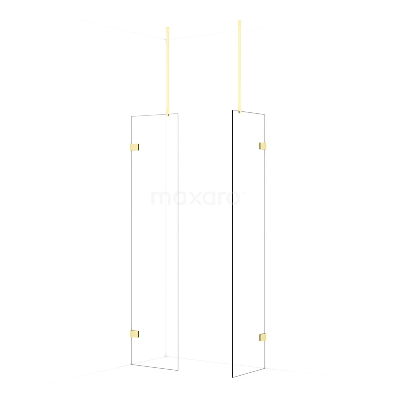 Diamond Walk-in shower | 50x50 cm Light gold Clear glass 2 fixed walls IDB0505920LG
