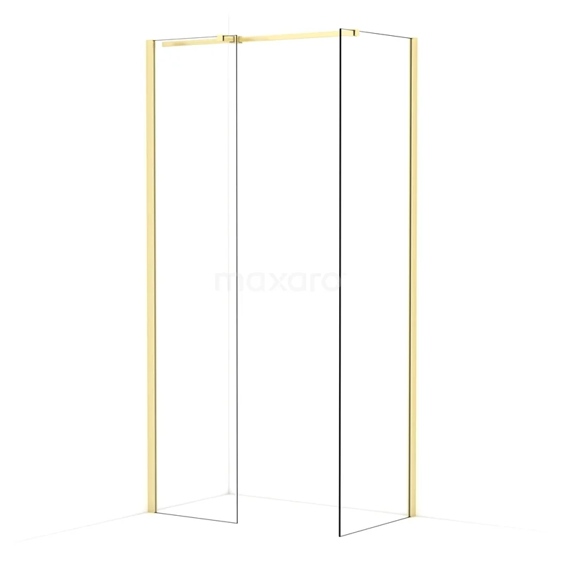 Diamond Walk-in shower | 60x50 cm Light gold Clear glass 2 fixed walls IDB0506310LG