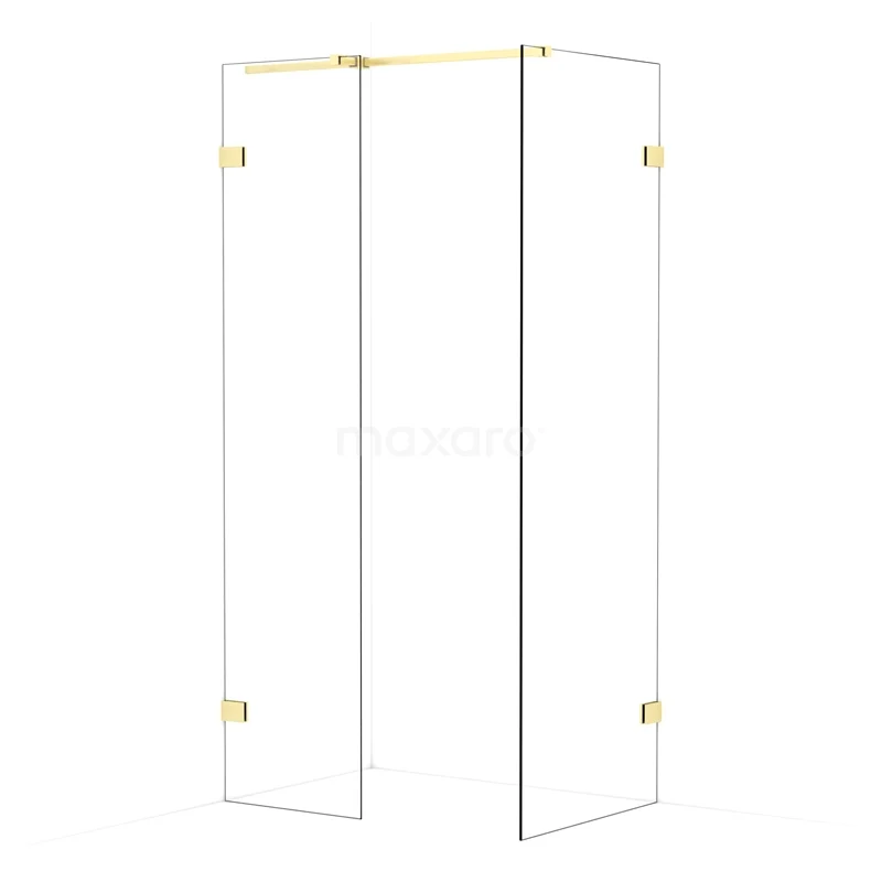 Diamond Walk-in shower | 70x50 cm Light gold Clear glass 2 fixed walls IDB0507320LG