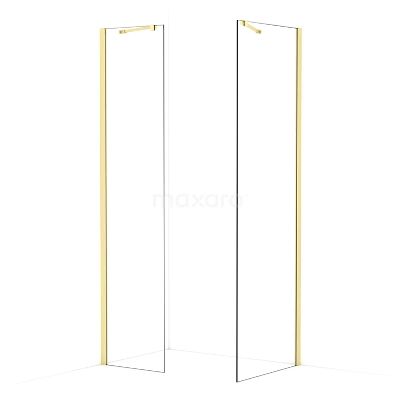 Diamond Walk-in shower | 70x50 cm Light gold Clear glass 2 fixed walls IDB0507410LG