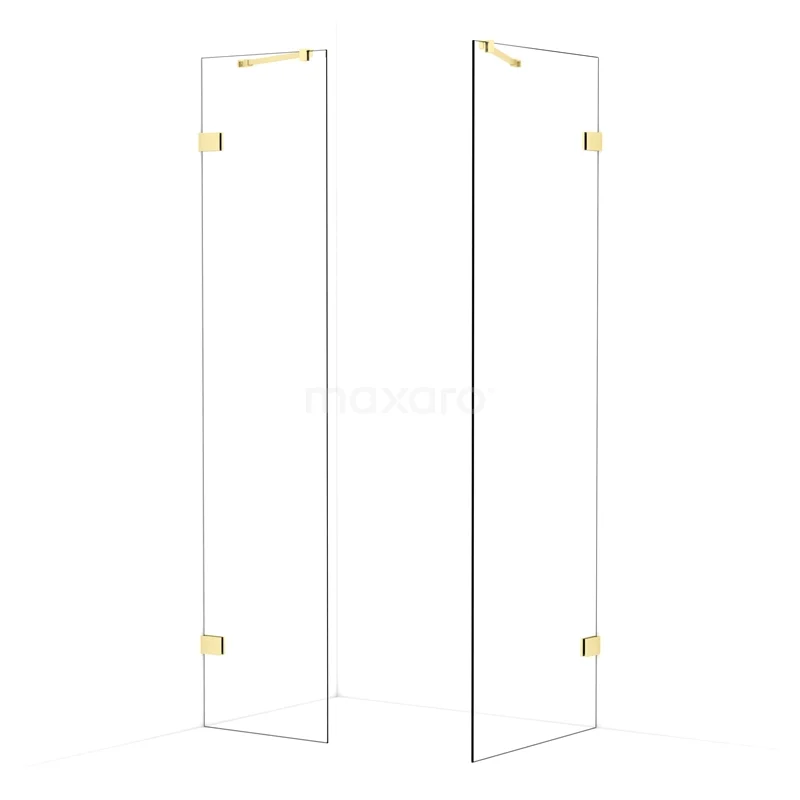 Diamond Walk-in shower | 70x50 cm Light gold Clear glass 2 fixed walls IDB0507420LG