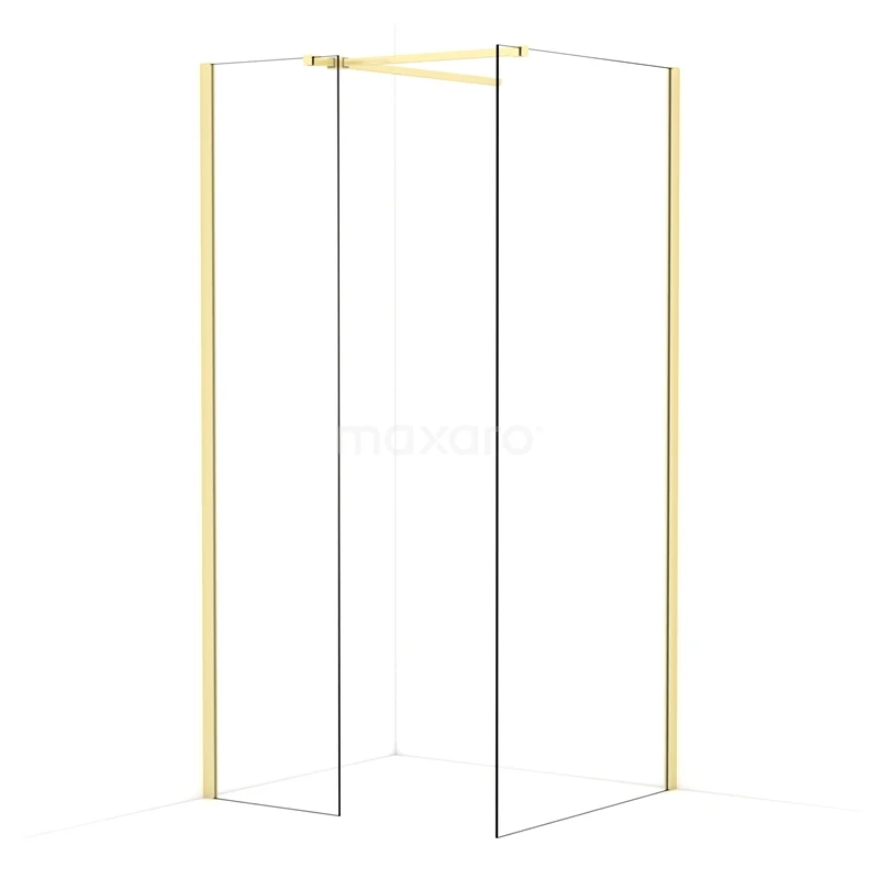 Diamond Walk-in shower | 90x50 cm Light gold Clear glass 2 fixed walls IDB0509510LG
